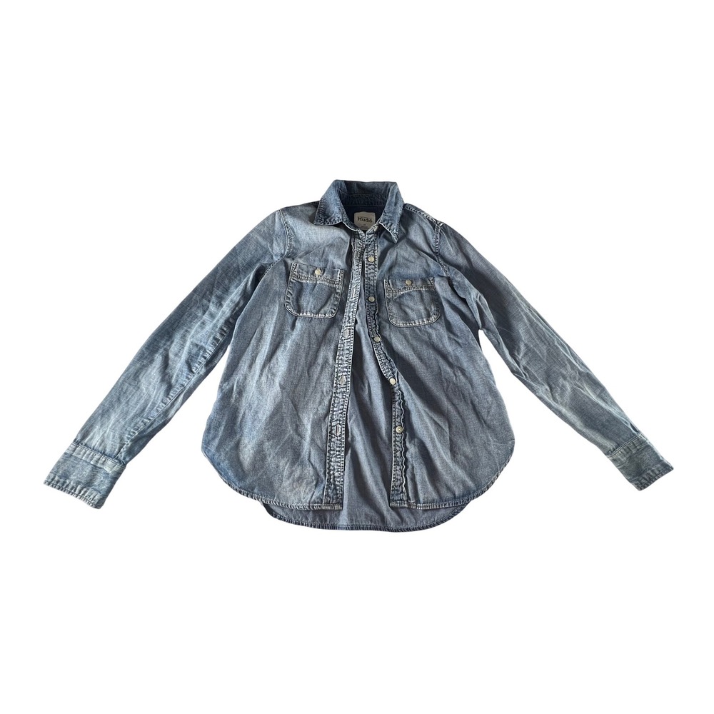 Mudd‎ Womens Denim Shirt Light Wash Chambray Long Sleeve Button Up Size XS
